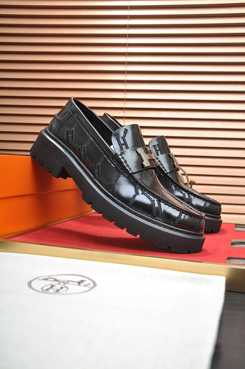 H Derby Leather Shoes