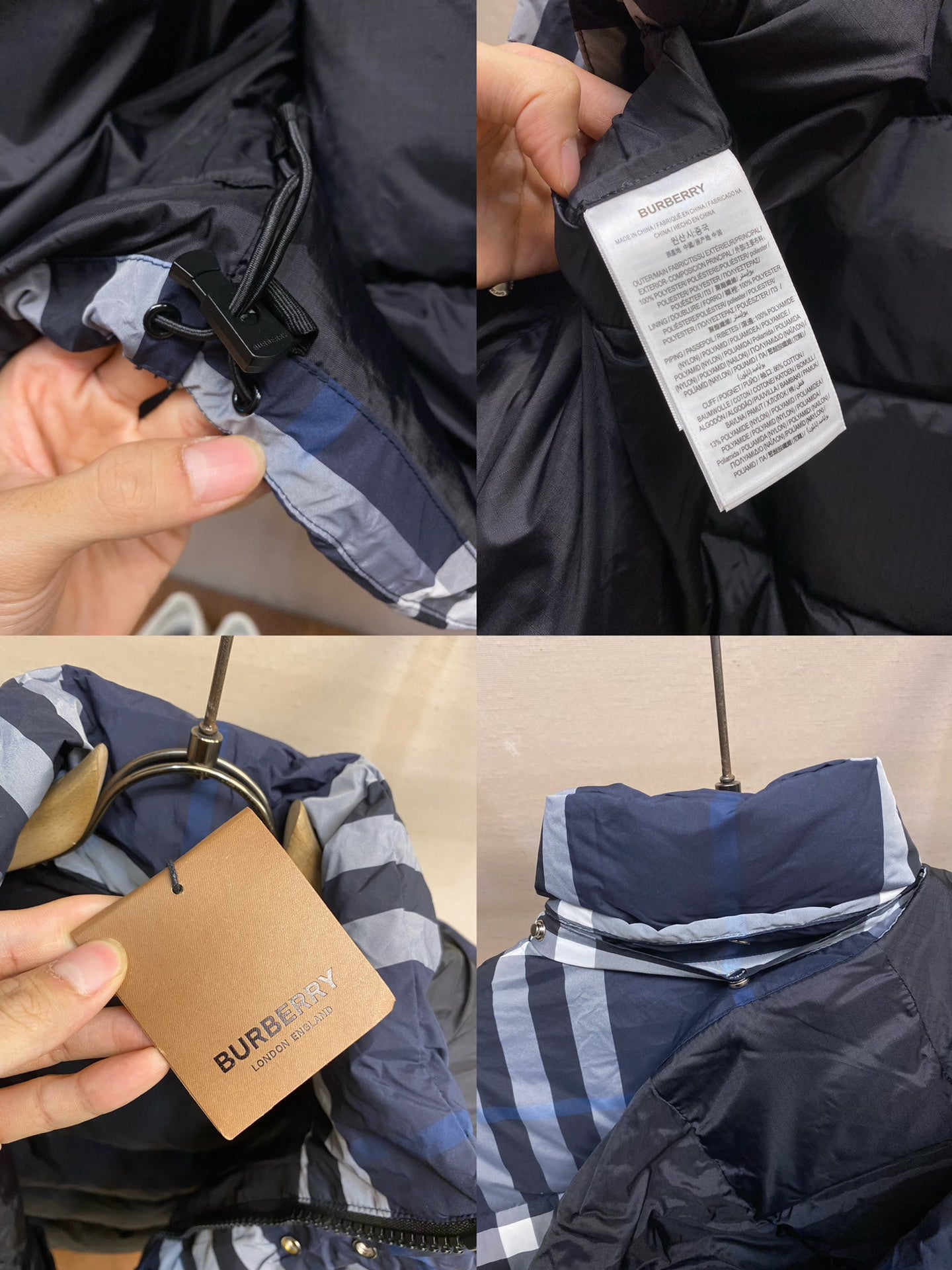 BBR navy blue down removable hooded jacket