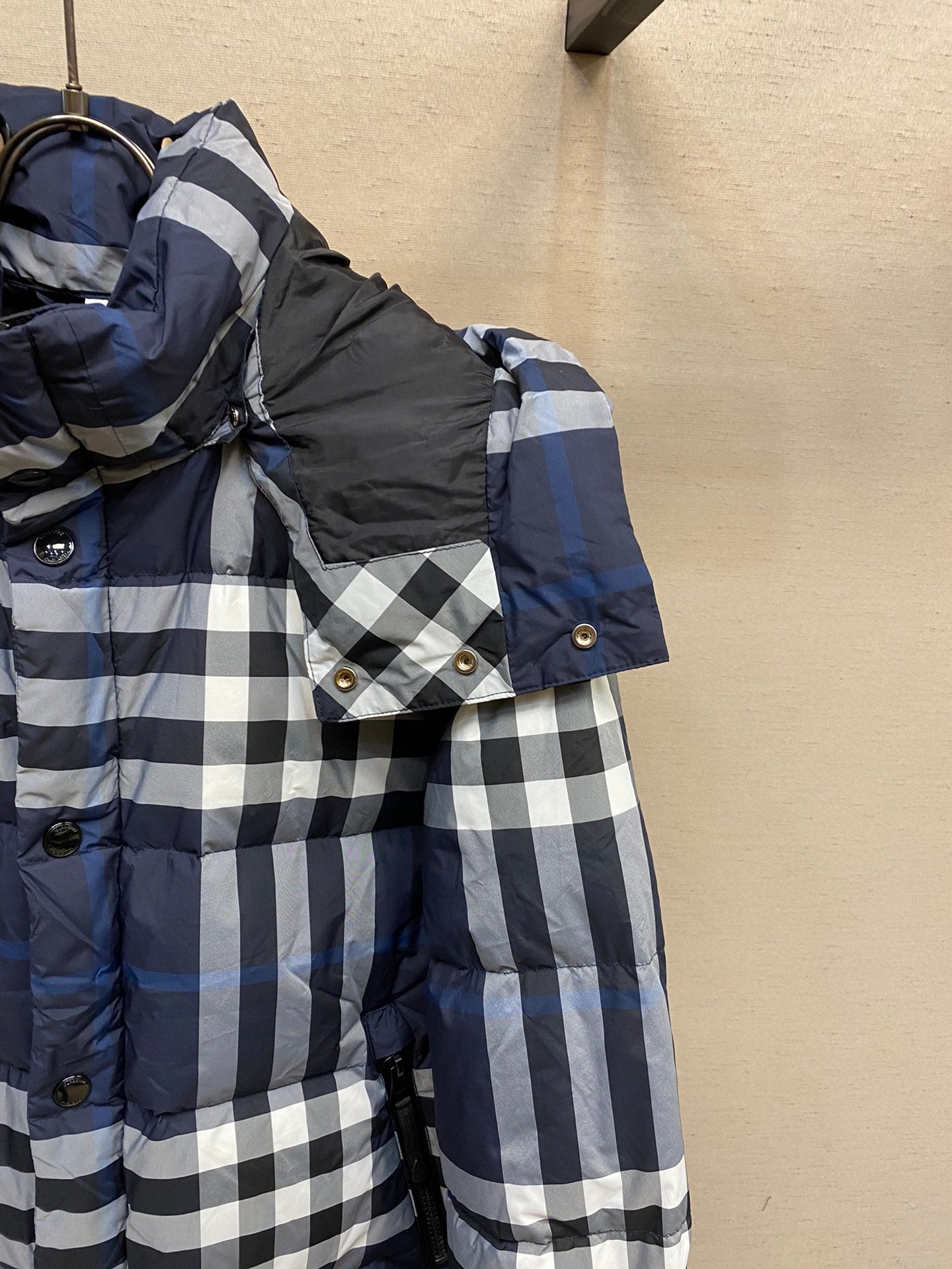 BBR navy blue down removable hooded jacket